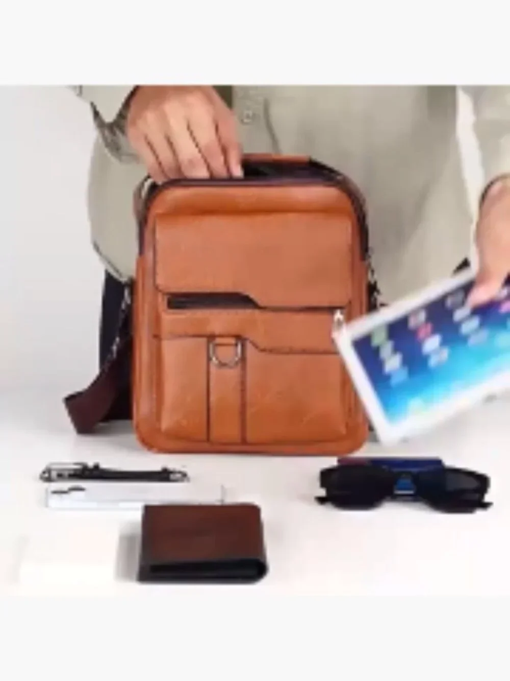 Vintage PU Leather Messenger Bag Crossbody Sling Bag for Men